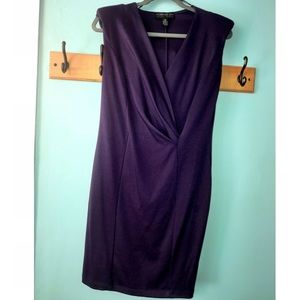 Faux wrap dress in dark purple